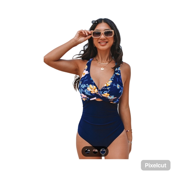 Cupshe Other - 1 NWOT Size Small Cupshe Blue One Piece Swimsuit with Floral Patterns